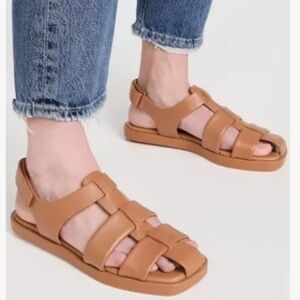 NEW Vince Women's Tan Brown Rava Leather Slingback Sandals Size 5.5